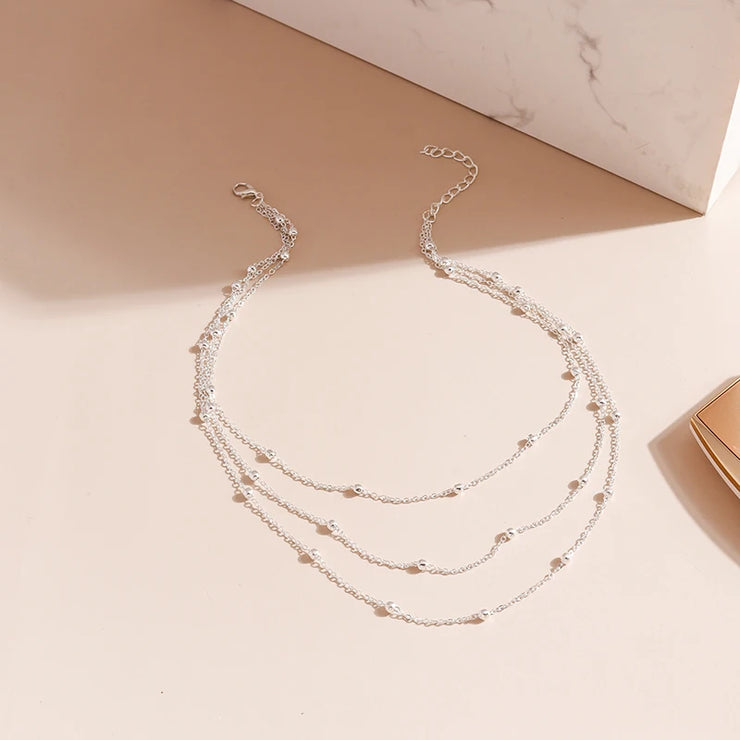 Chic Silver Beaded Necklace