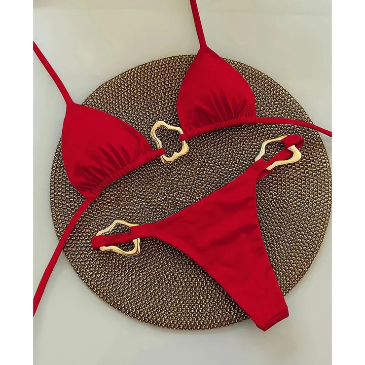 Chic Lace-Up Bikini Set