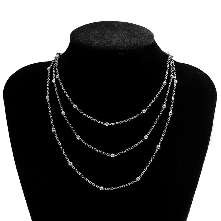 Chic Silver Beaded Necklace