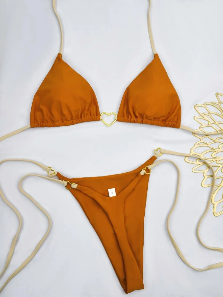 Chic Lace-Up Bikini Set