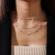 Chic Silver Beaded Necklace
