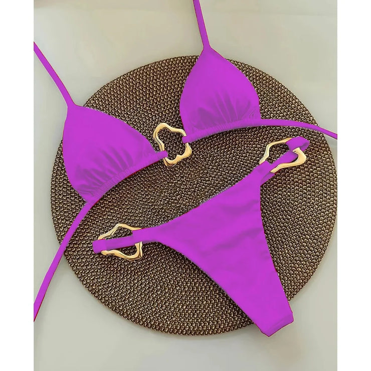 Chic Lace-Up Bikini Set