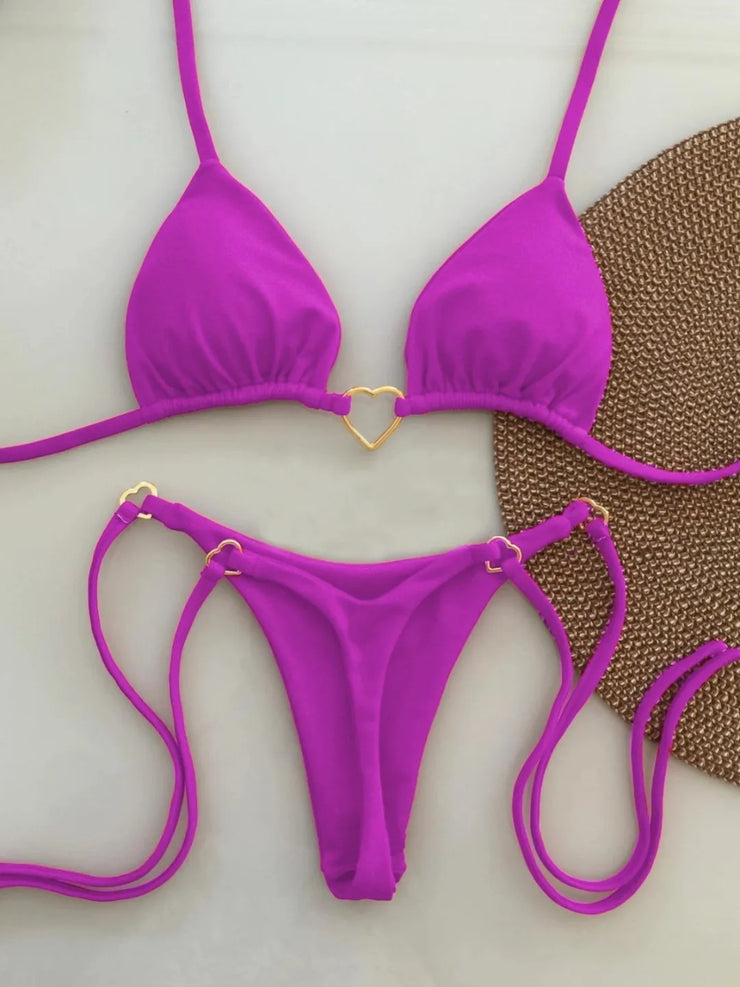 Chic Lace-Up Bikini Set