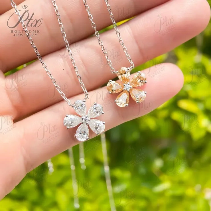 Elegant Moissanite Flower Necklace