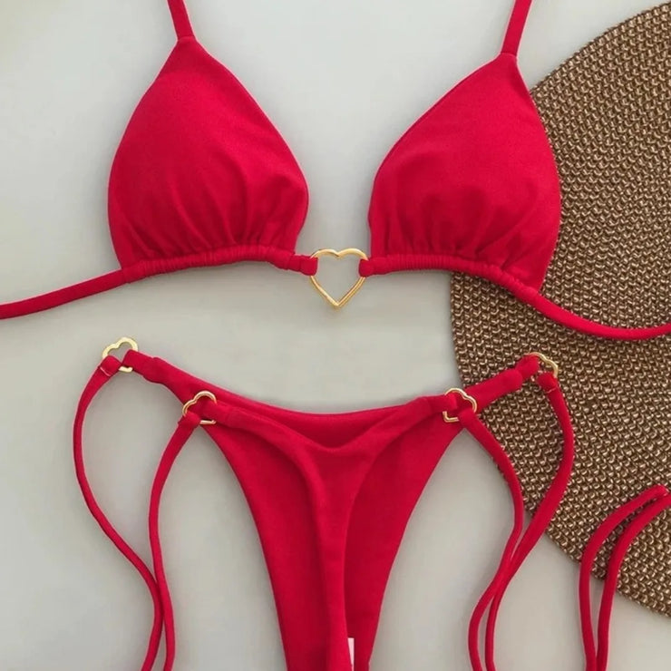 Chic Lace-Up Bikini Set