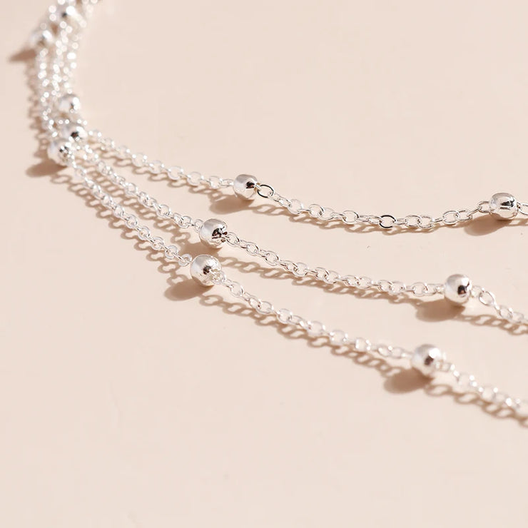Chic Silver Beaded Necklace